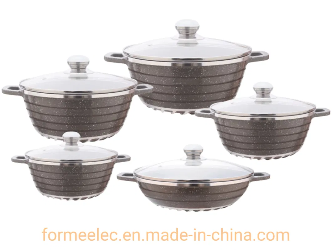 Marble 6PCS Cookware Set 32cm 36cm 40cm Casserole Set Aluminum Stewpot