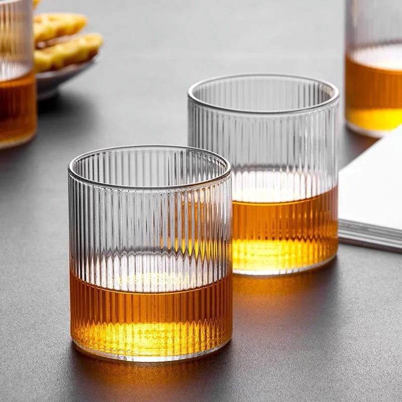 Vertical Cups Coffee Cups Simple Pinstripe Water Cups Creative Classical Whiskey Cup Glass