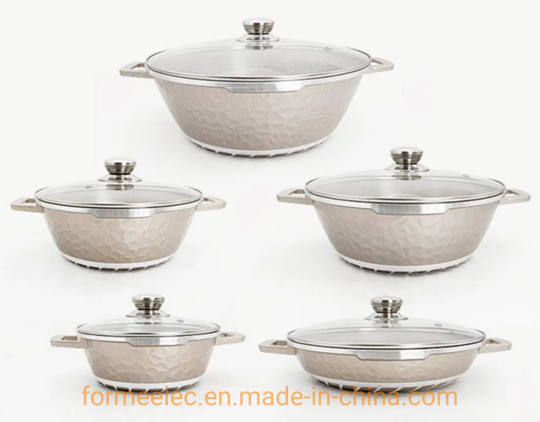 12 Pieces Casserole Set Aluminum Pot Set Ceramic Coating Granite Caserrole Stewpot