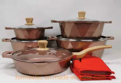 Juego de utensilios de cocina de 12 piezas, juego de cazuela y sartén, troquel de aluminio