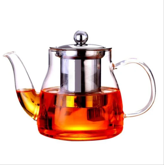 Venta al por mayor, juego de tetera de vidrio transparente de alto borosilicato hecho a mano, tetera personalizada de vidrio con infusor, juego de té de vidrio