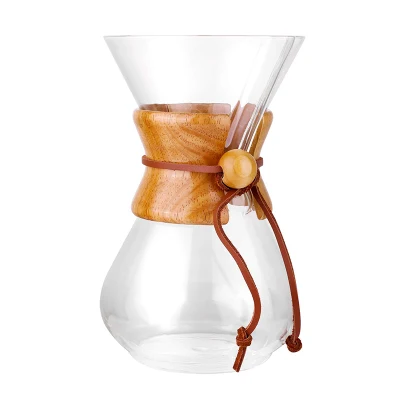 Cafetera Manual con gotero, con funda de madera auténtica, para verter sobre cafetera, jarra y cafetera de vidrio de borosilicato