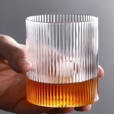 Tazas verticales, tazas de café, tazas de agua simples a rayas, vaso de whisky clásico creativo